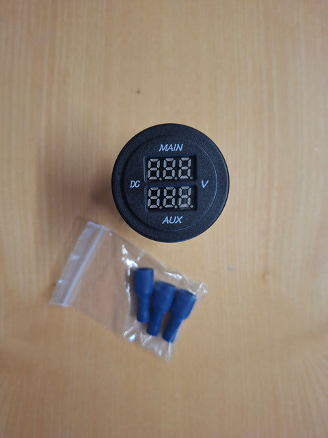 Voltmètre à double LED (MAIN / AUX) pour batterie du véhicule et de bord