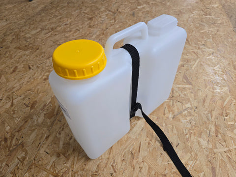 Tanica per l'acqua, collo largo, con serbatoio di sicurezza, 13L - incl. cinghia di ancoraggio