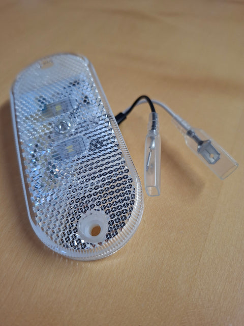 Feu de gabarit à LED, 12 V, 0,6 W, transparent, câble de 100 mm, fiche plate IP67