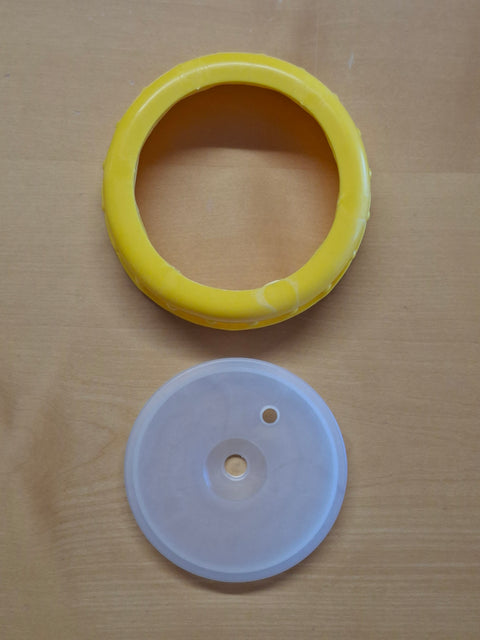 Anello di chiusura con tappo antipolvere DIN 96 per tanica d'acqua – Giallo