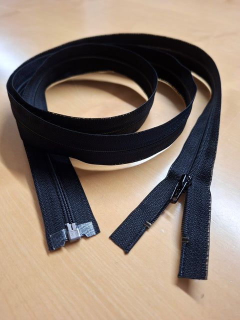 Teilbarer Kunststoff-Reissverschluss 160 cm – aushakbar, Schwarz für Polster und Matratzen
