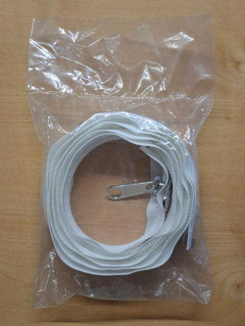 YKK Zeltreissverschluss 175 cm – teilbar, Weiss, mit Doppelgriffschieber