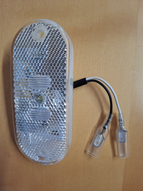 Feu de gabarit à LED, 12 V, 0,6 W, transparent, câble de 100 mm, fiche plate IP67