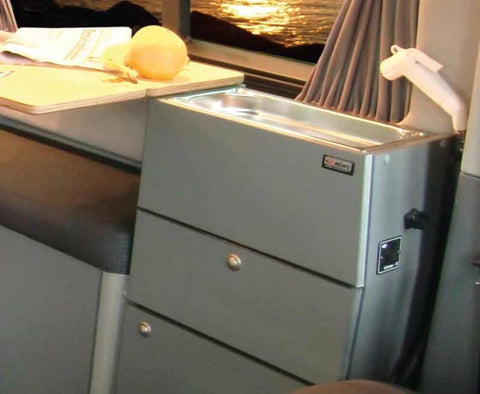 Modulo cucina VW T6/T5 Weekender Plus con mini lavello, impianto idrico e mobile estraibile