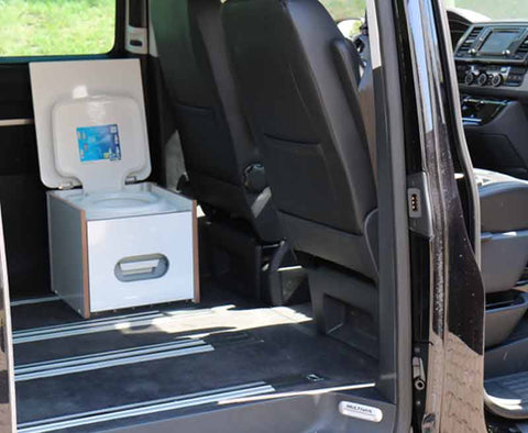 Contenitore Porta-Potti con laminato HPL bianco con rivestimento grigio