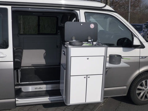 REIMO FLEX KITCHEN - Mobile cucina estraibile con tecnologia integrata - Argento lucido