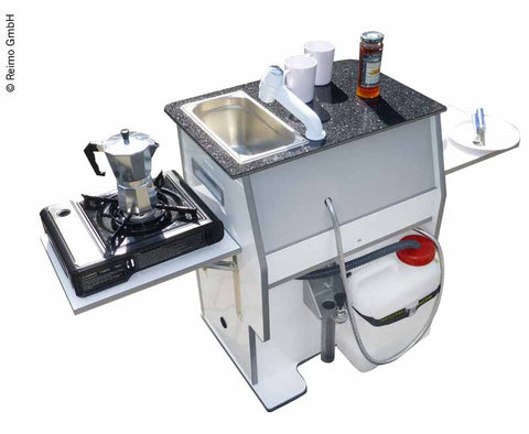 Blocco cucina multifunzionale "EASY-KÜCHE" - bianco lucido / montaggio a sinistra