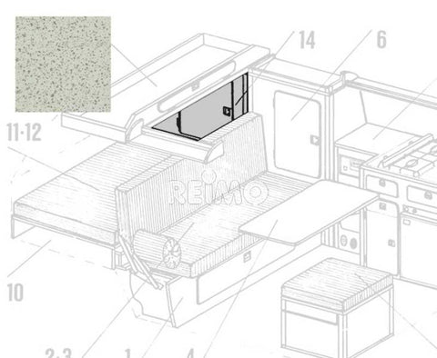 Armadio lavanderia posteriore VW T3 con ripiano in kit - laminato Granitto