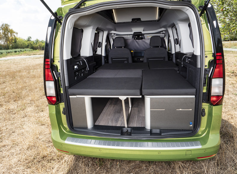 Bett mit Klappsitzbank für VW Caddy LR (ab 5/20) / Ford Connect LR (ab 2023) - Weekender 2