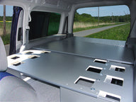 Sistema letto trasformabile VW Caddy Maxi 200 x 133 cm con cuscini e fodere