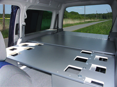 Sistema letto trasformabile VW Caddy Maxi 200 x 133 cm con cuscini e fodere