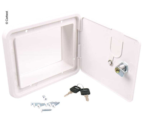 Sportello di servizio con serratura, dimensioni esterne 193x165mm, bianco