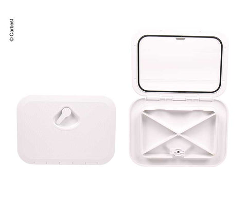 Sportello di ispezione con meccanismo di bloccaggio bianco, 2 bulloni di bloccaggio 606x353mm