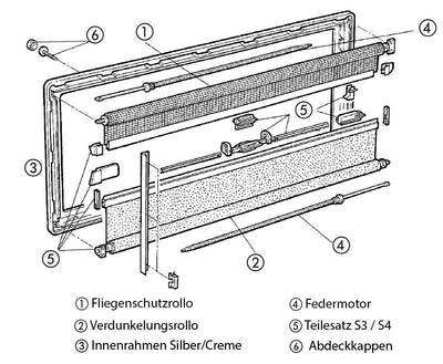 S4 Fenster-Ersatzteil - Verdunkelungsrollo in weiß