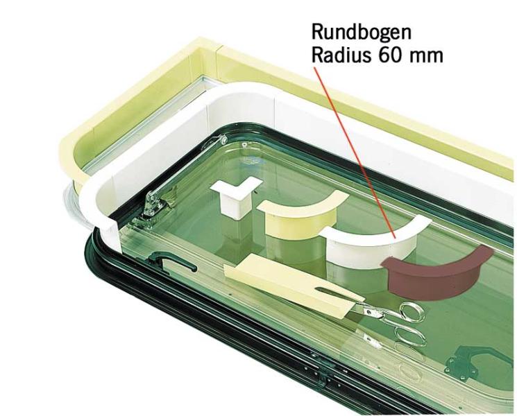 Fensterabdeckprofil, Fensterrahmen -Rundbogen Radius 60 mm