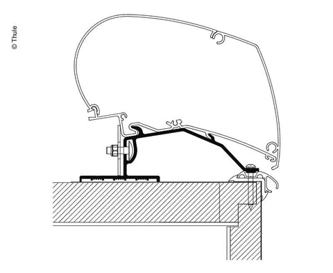 Adattatore per tendalino Omnistor, adattatore per tetto roulotte 6 m