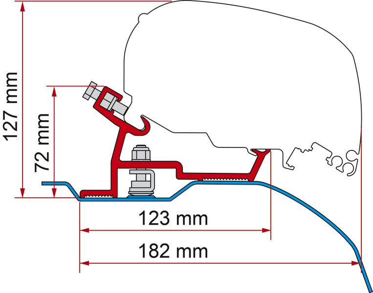 Adapter für Fiamma Dachmarkisen F65, F65 S und F65 L ab 370 cm