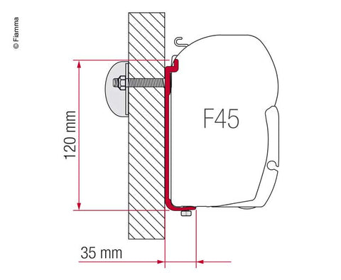 Adattatore da parete per tendalino FIAMMA F45 AS110 190-230cm