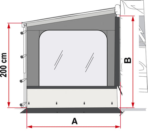 Altezza di installazione del pannello laterale Side W Pro F45/F65/F80 225-280 cm