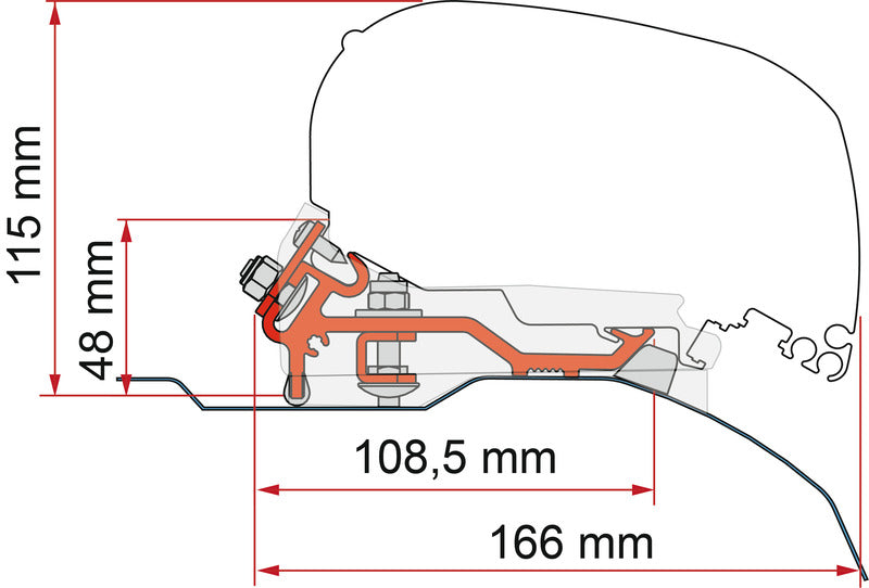 F80S/F85L Flachadapter-Kit für Hochdach H2 - Silber