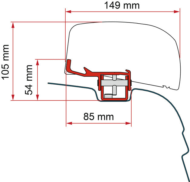 Montageadapter F40van für VW T5/T6 H1 / L1 ohne C-Schiene