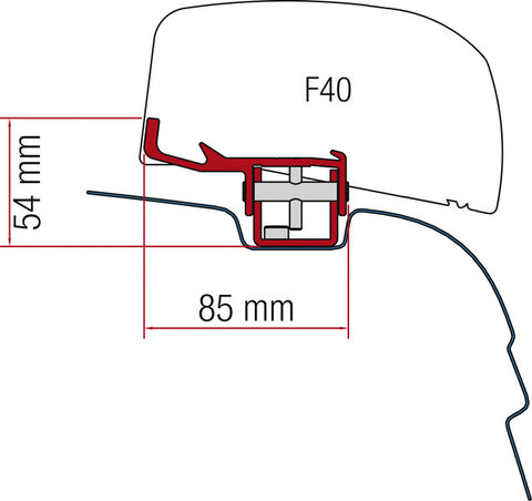 Adaptateur de montage F40van pour VW T5/T6 H1 / L1 sans rail C - version UK