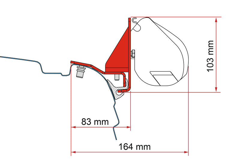 Markisenadapter für F35 Pro VW T5/T6/T6.1 mit Reimo Multirail