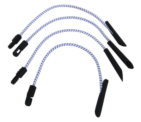 Tenditore in gomma estensibile da 35 cm, bianco con ganci di fissaggio e tappi