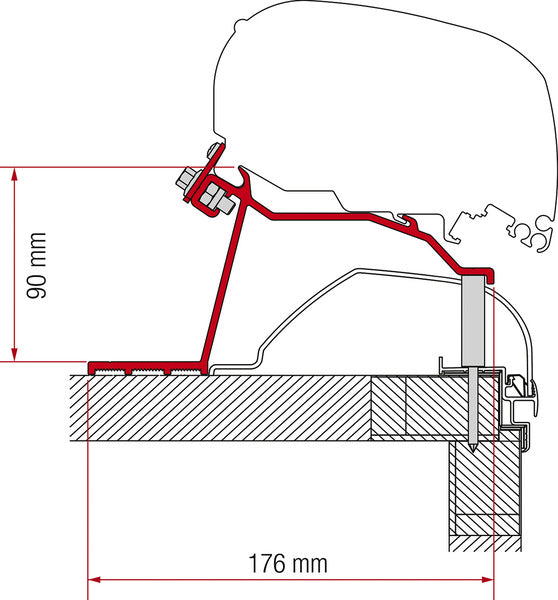 Adapter Fiamma Markise F65L und F80S für Hobby-Caravan ab 2014