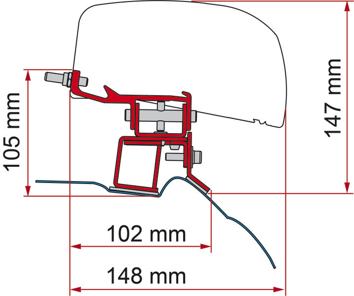 Adapter für Dachmarkise F40van Mercedes V-Klasse ab 2014