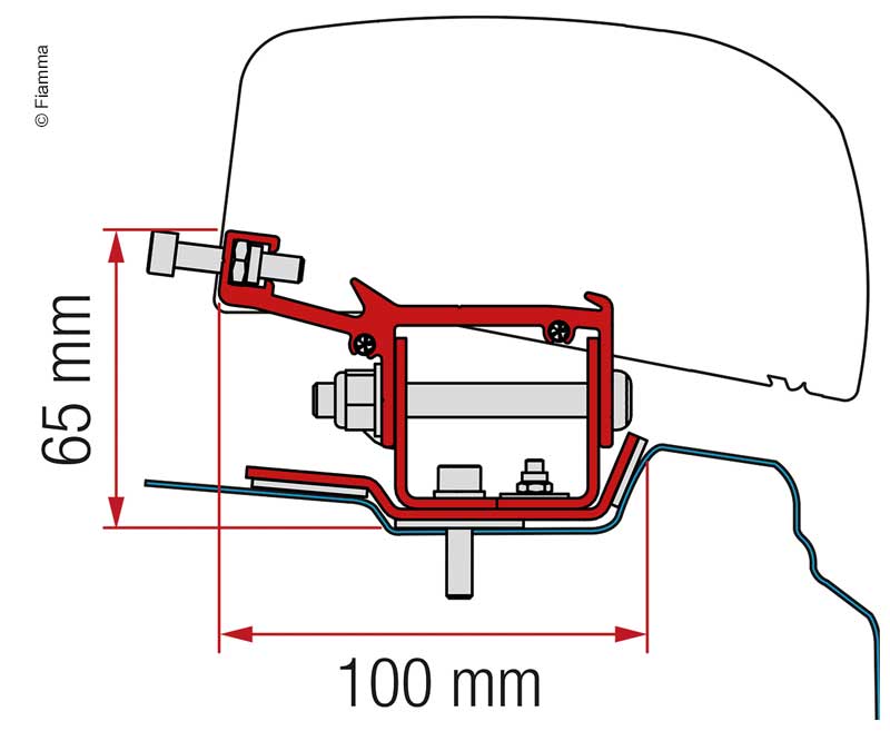 Adapter für Dachmarkise F40van Renault Trafic langer Radstand ab 2014