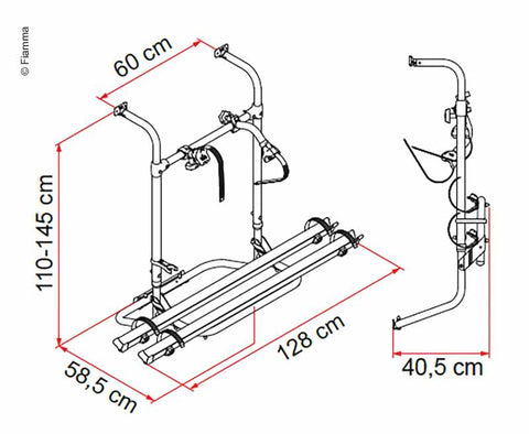 Porte-vélos arrière pour caravane Simple Plus 200 pour 2 vélos, charge max. 35 kg