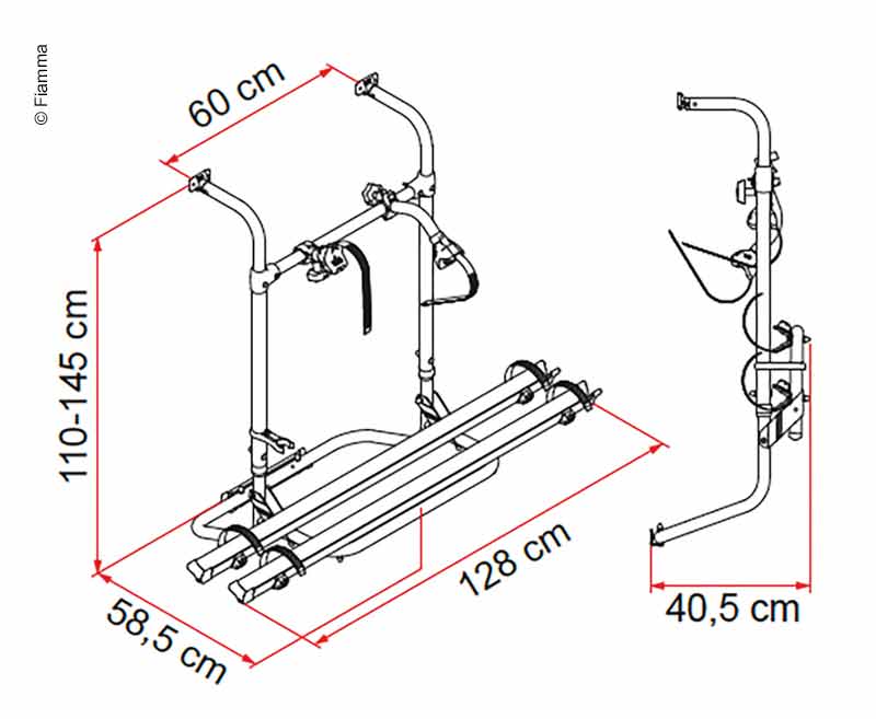 Caravan Heckträger Simple Plus 200 für 2 Räder, max. Traglast 35kg