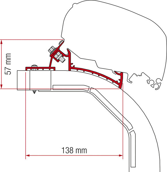 Adapter Markise F65L und F80S Arca Mobilvetta