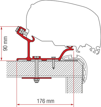 Adapter Markise F65L und F80S für Kit Carthago Malibu 340 cm