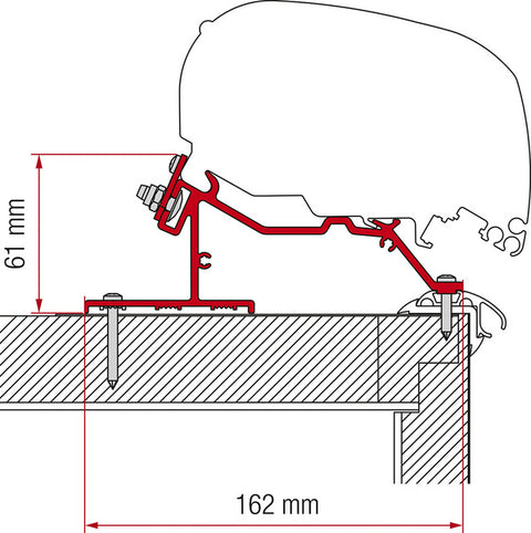 Tendalino adattatore per roulotte F65L e F80S, tetto per roulotte 290 cm