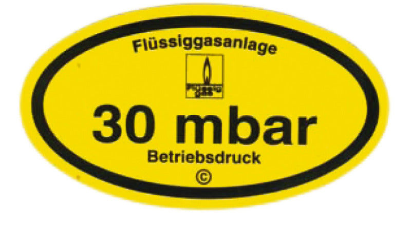 Aufkleber "30 mbar Betriebsdruck"