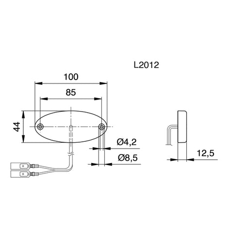 Feu de gabarit LED, 12V, 1W, transparent, IP67 arrière