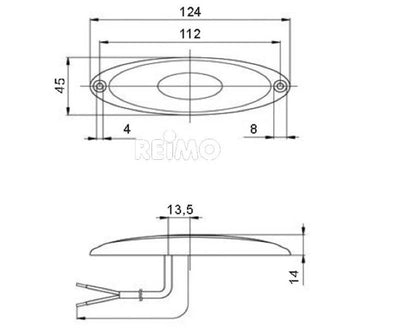 LED-Begrenzungsleuchte, 12V,1W, klar, 200 mm Kabel, IP67 weißer Rahmen