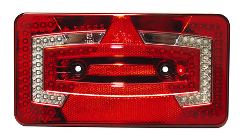 LED-Multifunktionsleuchte, 9-32V, links rot IP67 mit Dreiecksrückstrahler