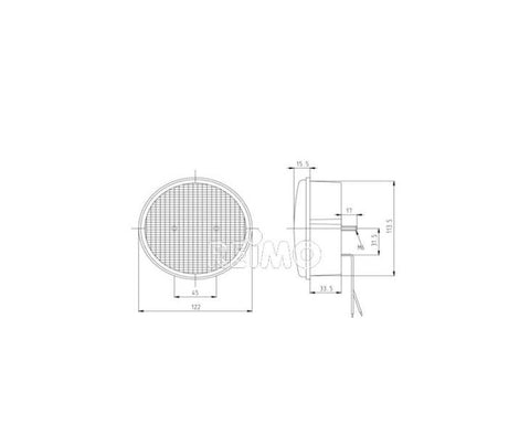 Luce lampeggiante a LED Cat2 12V 3W gialla IP67, cavo 500 mm