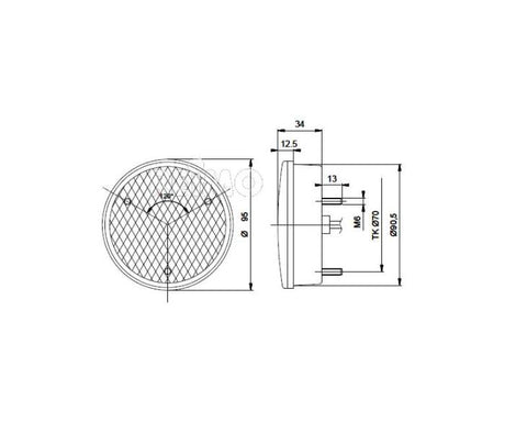 Fanale fendinebbia posteriore a LED 12V, 4 cavi IP67 500 mm trasparenti