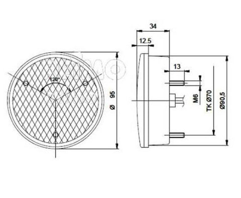 Fanale fendinebbia posteriore a LED 12V, 4 cavi IP67 500 mm trasparenti
