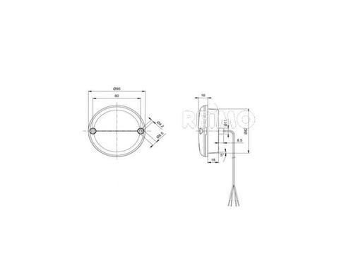 Luce di direzione/freno/posteriore a LED 12V, 3/3/0,3W IP67 cavo 500 mm rosso