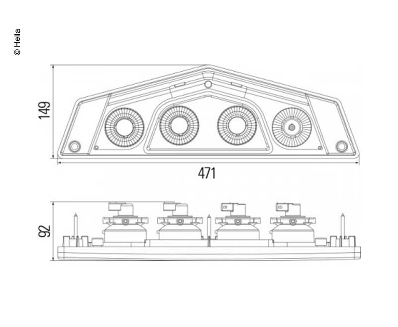 Hella Heckleuchte links 12V Caraluna