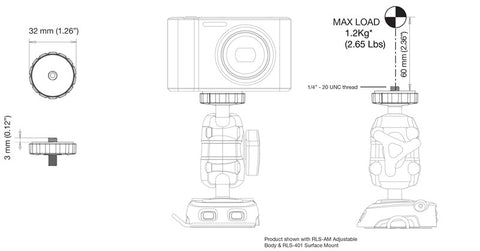 ROKK - Supporto per telecamera da 1/4"