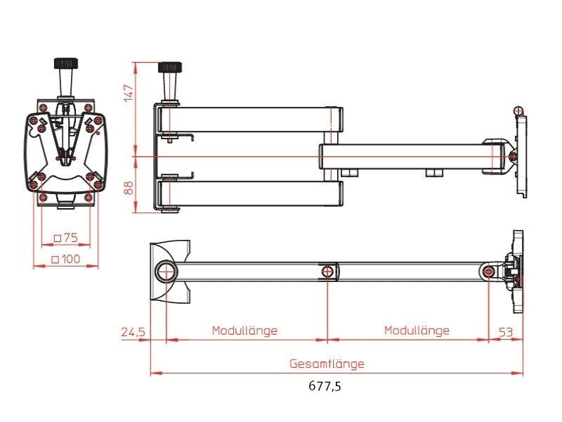 Tft Halter SKY 10N 780mm (2x350mm) für Wandmontage