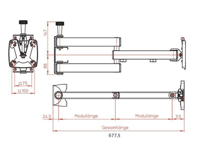 Tft Halter SKY 10N 780mm (2x350mm) für Wandmontage