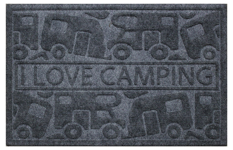 Fussmatte KERA KAMP 40x60cm, grau, PP/Gummi, Motiv: Motorhome/Caravan