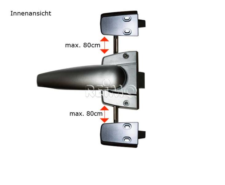 Toilettenraumschloss mit 3 Punkt-Verriegelung - chrom glänzend